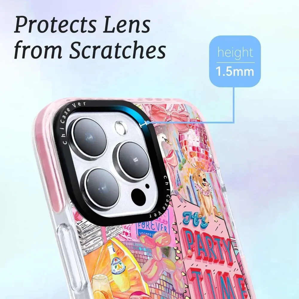 iPhone 12 Pro Max Case Pink Party Time Collage MagSafe Soft TPU Drop Protection